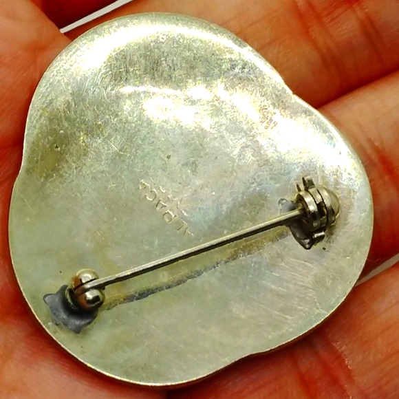 SOLD         Vintage Alpaca Mexico Silver and Abalone Shell Brooch - Picture 4 of 8